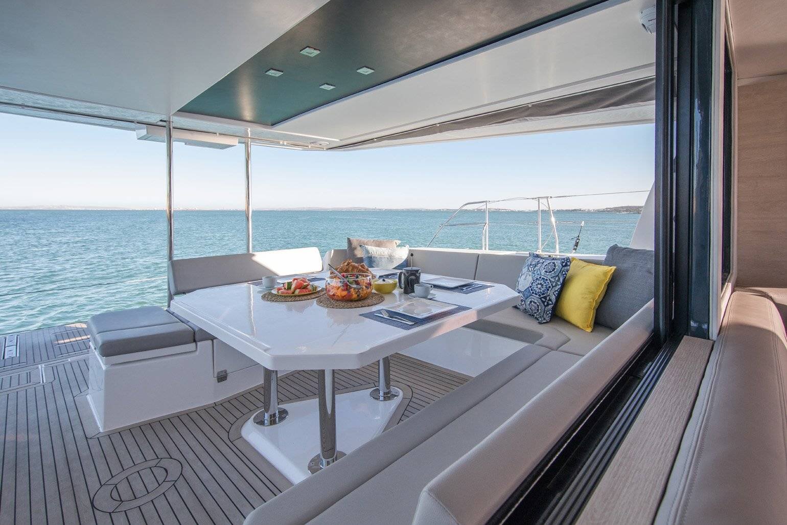 Dining aboard the Leopard 50